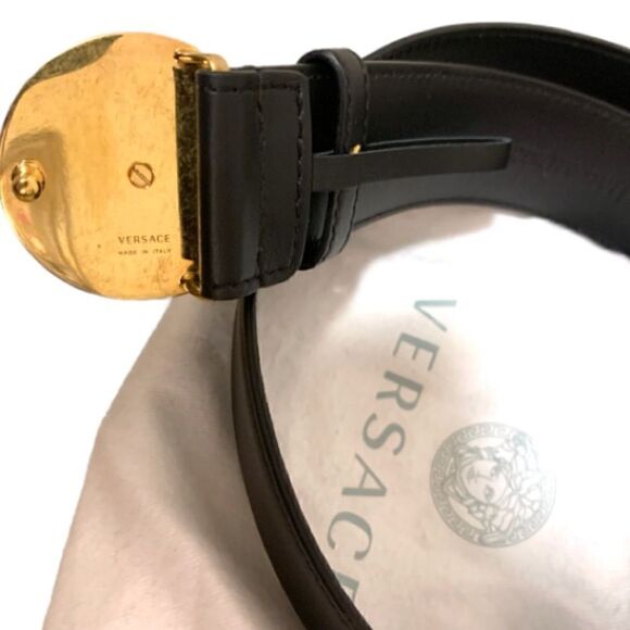 VERSACE Brushed Gold Medusa Head Buckle Belt - Picture 5 of 8